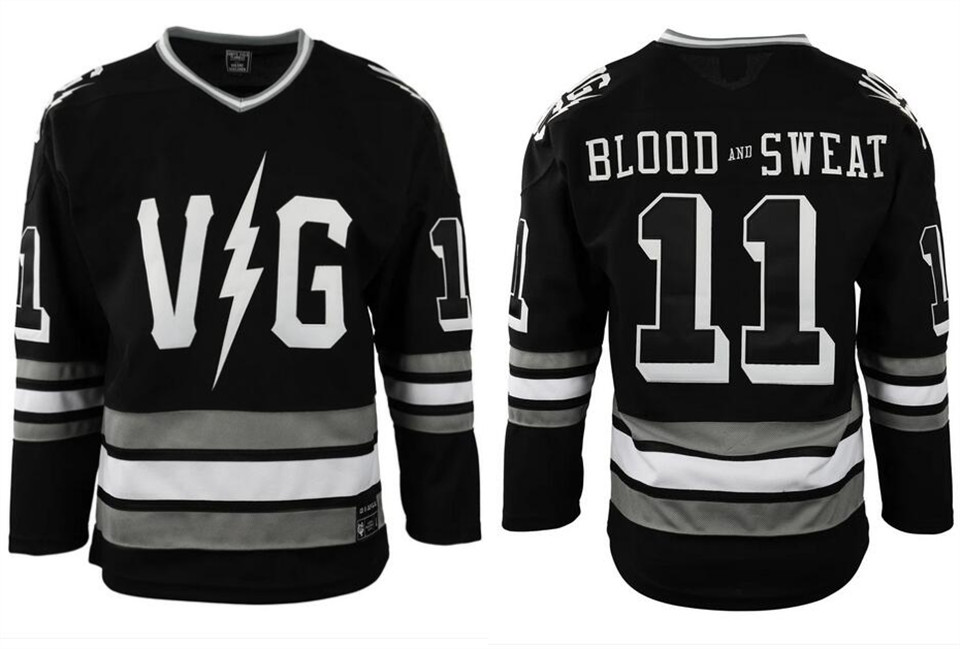 Men's Violent Gentlemen x EFF Collection Black Stitched Hockey Jersey